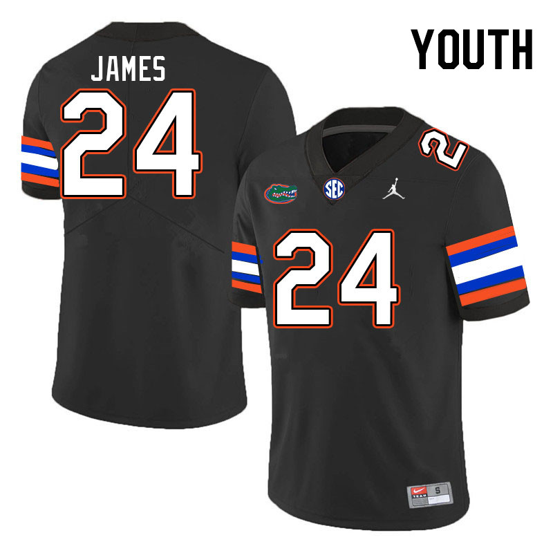 Youth #24 Kamran James Florida Gators College Football Jerseys Stitched-Black - Click Image to Close